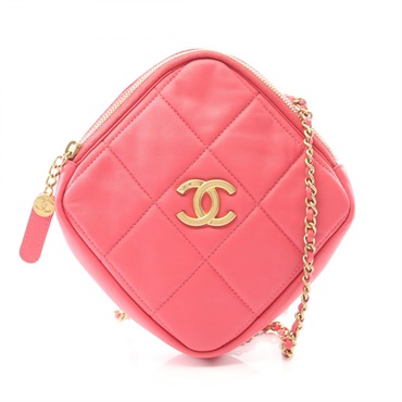 CHANEL Matelasse Crossbody Chain Shoulder Bag Lambskin Pink GHW Used Women CC