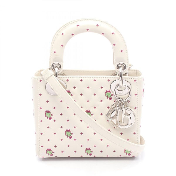 Christian Dior Lady Dior Mini tote crossbody shoulder Handbag leather White Used
