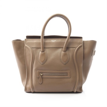 CELINE Luggage Mini Shopper Tote Handbag leather Brown Used Women