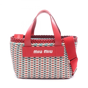 Miu Miu INTRECCIO Shoulder Handbag 5BA077 leather Red Blue Pink Used Women