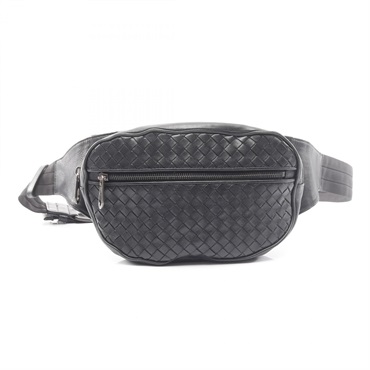 BOTTEGA VENETA Intrecciato Waist bum belt bag pouch leather Black Used mens