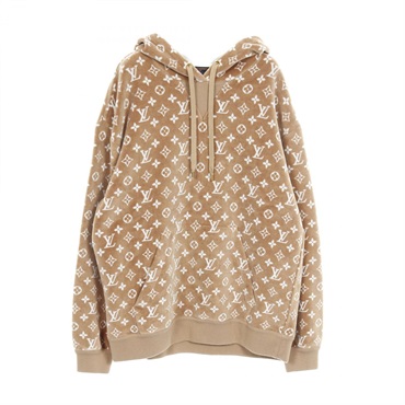 LOUIS VUITTON Monogram Hoodie ＃S cotton Brown White Used mens
