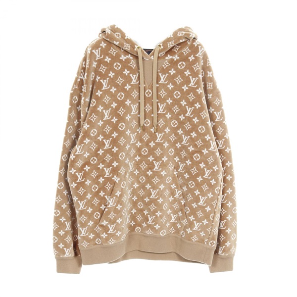 LOUIS VUITTON Monogram Hoodie ＃S cotton Brown White Used mens
