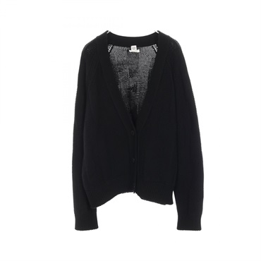 HERMES Cardigan knitwear sweater 3H2701D4 wool Black Used Women #40
