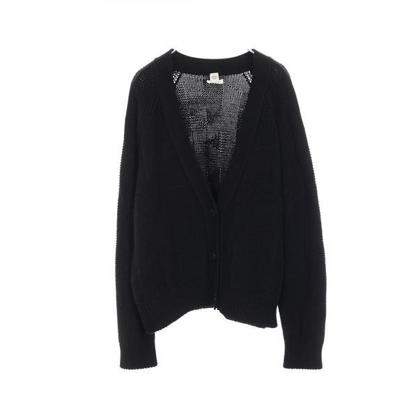 HERMES Cardigan knitwear sweater 3H2701D4 wool Black Used Women #40