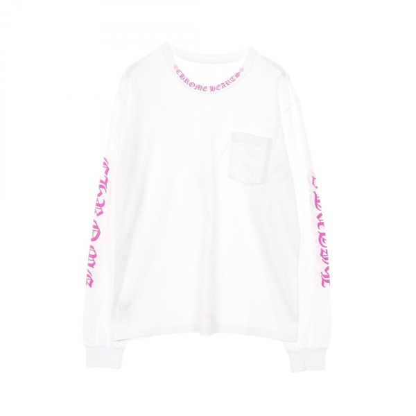 CHROME HEARTS Neck logo T-shirt XL size cotton White Used mens