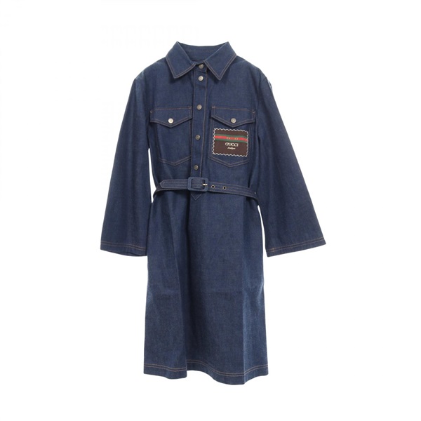 GUCCI Dress #36 625069 cotton Navy Used Women