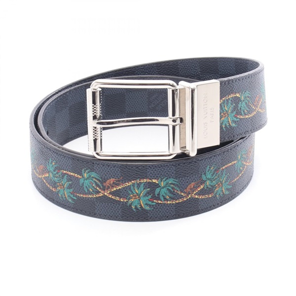 LOUIS VUITTON Ceinture Damier Print 40mm belt reversible M0020 PVC Black Used