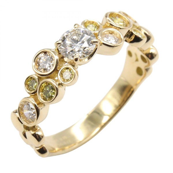 JEWELRY Treat diamond Ring 18KYG Yellow Gold Used women US size 5.75