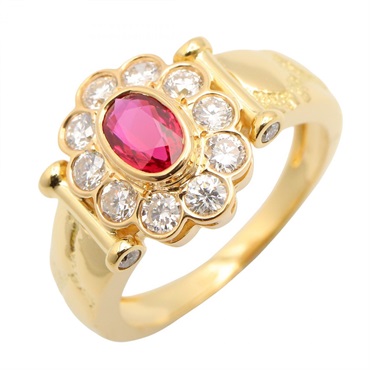 JEWELRY Ruby Ring 18KYG Yellow Gold Red Used Women US Size 6.75