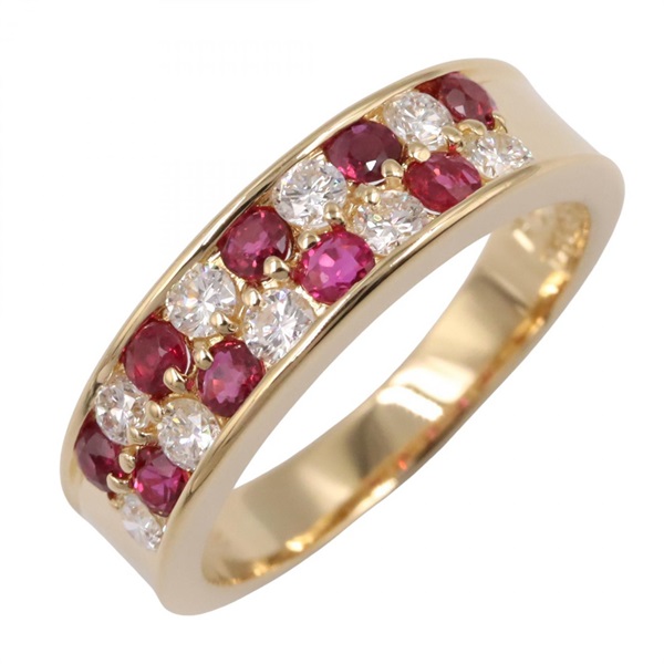 JEWELRY Ruby Diamond Ring 18KYG Yellow Gold Red Used women US size 5.5