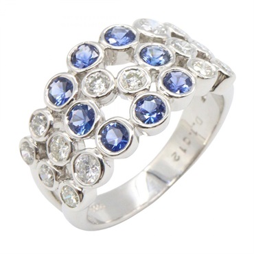JEWELRY Sapphire Diamond Ring Pt900 Platinum Blue Used Women US Size 6.25