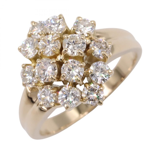 JEWELRY Diamond Ring 18KYG Yellow Gold Used women US size 6.25