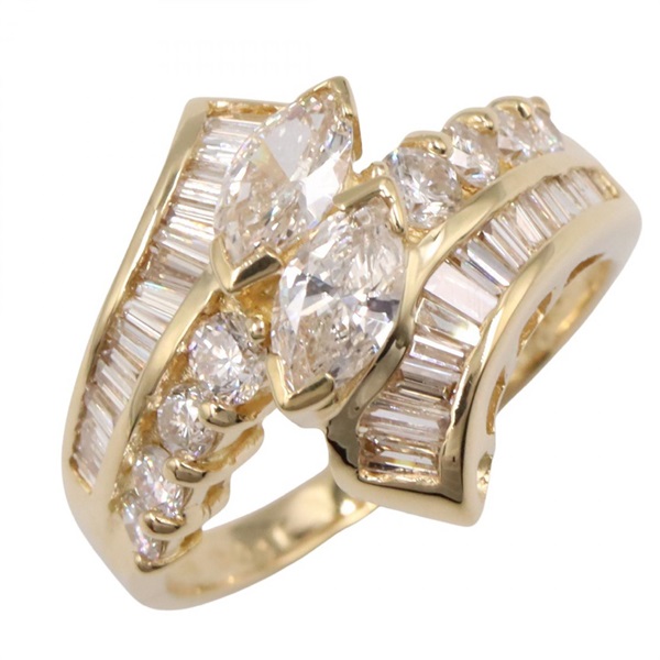 JEWELRY Diamond Ring 18KYG Yellow Gold Used women US size 6