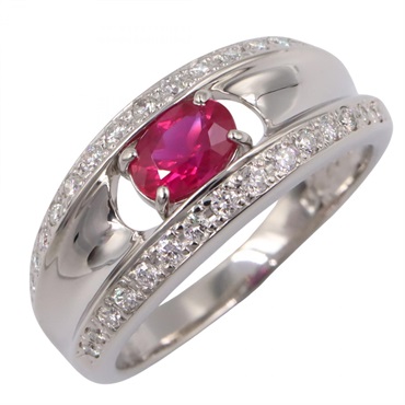 JEWELRY Ruby Diamond Ring Pt900 Platinum Red Used women US size 6.75