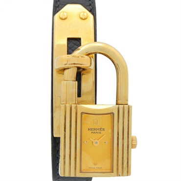 HERMES Kelly Wrist Watch KE1.201 Quartz Gold Plated Leather belt Used Women