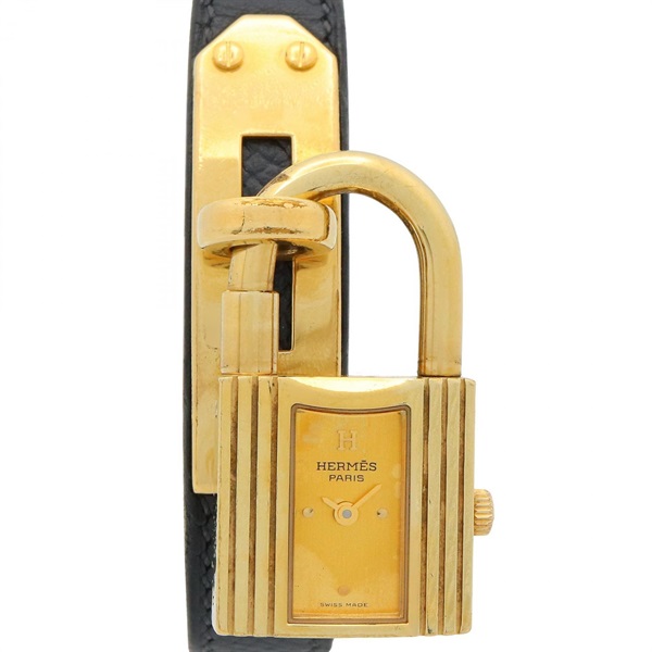 HERMES Kelly Wrist Watch KE1.201 Quartz Gold Plated Leather belt Used Women