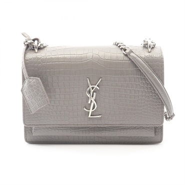 SAINT LAURENT PARIS Sunset Crossbody Shoulder Bag 442906 leather Gray Used Women