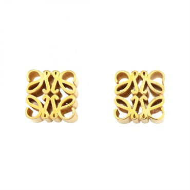 LOEWE Anagram Stud Pierced Earrings Silver925 Gold plated NEW