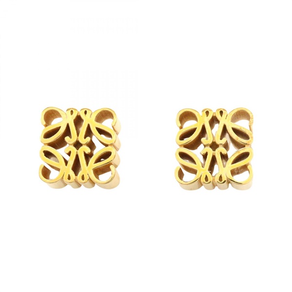 LOEWE Anagram Stud Pierced Earrings Silver925 Gold plated NEW