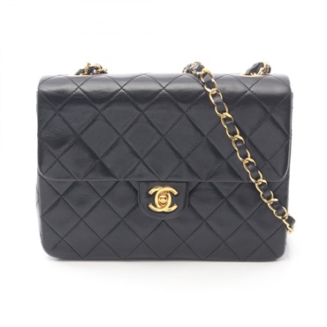 CHANEL Mini Matelasse 20 chain crossbody Shoulder Bag Lambskin Black Used GHW