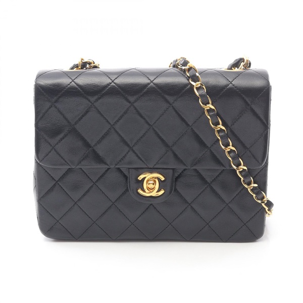 CHANEL Mini Matelasse 20 chain crossbody Shoulder Bag Lambskin Black Used GHW