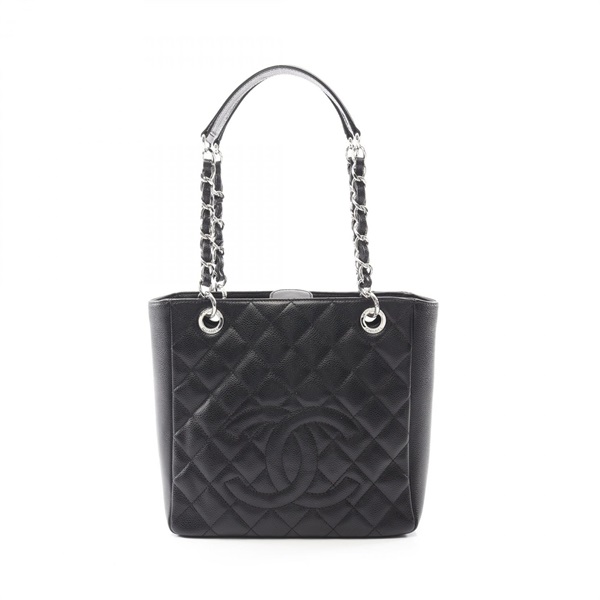 CHANEL Matelasse PST Tote Bag A50994 Grained calf leather Black Used Women SHW