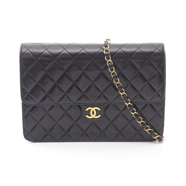 CHANEL Matelasse chain Shoulder crossbody Bag Lambskin leather Black Used GHW
