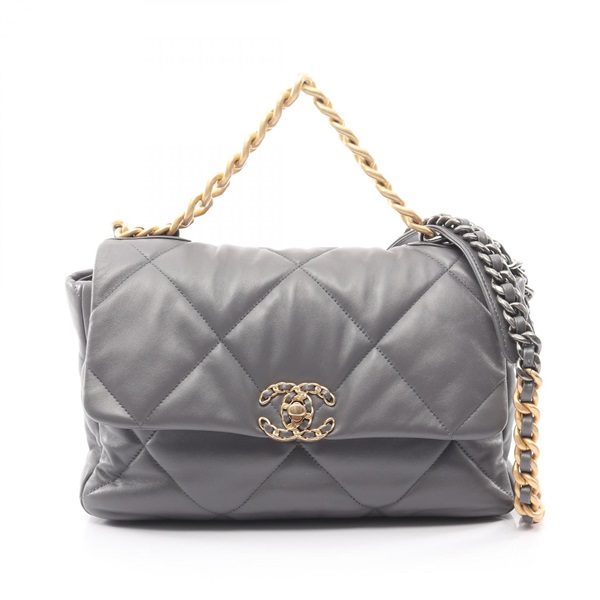CHANEL 19 dix-neuf Matelasse chain Shoulder crossbody Bag AS1161 Lambskin Gray