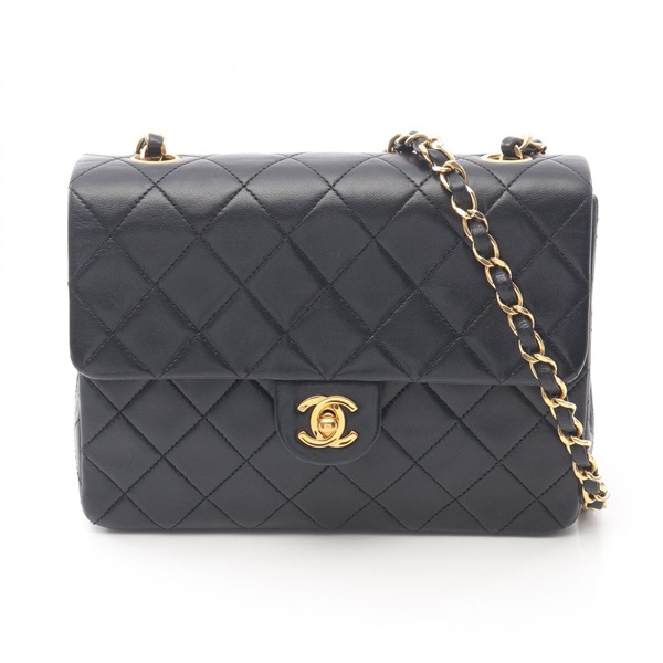 CHANEL Mini Matelasse 20 Chain Shoulder Bag Lamb sheep leather Black Used GHW CC