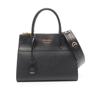 PRADA Paradigm SAFFIANO+CITY 2Way Shoulder Handbag 1BA116 Leather Black Used