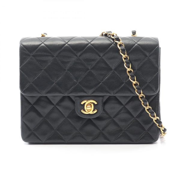 CHANEL Mini Matelasse 20 Chain Shoulder Bag Lamb sheep leather Black Used GHW CC