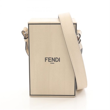 FENDI box Crossbody Shoulder Bag 7VA519 leather Beige Used unisex