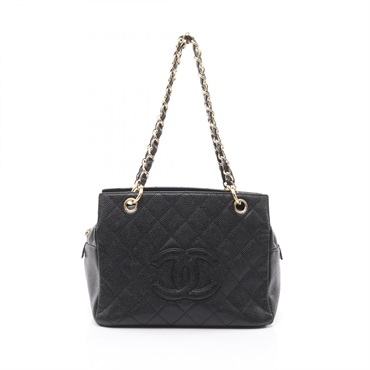 CHANEL Matelasse Tote chain shoulder Bag leather Calfskin leather Black Used GHW