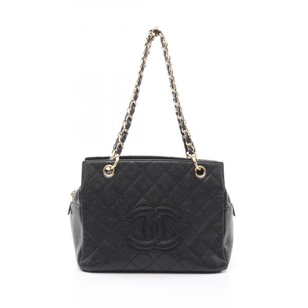 CHANEL Matelasse Tote chain shoulder Bag leather Calfskin leather Black Used GHW