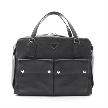 PRADA Triangle logo Business Handbag 2VA002 leather Black Used mens