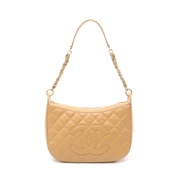 CHANEL Matelasse Shoulder Bag A20993 Grained Calf leather Beige Used GHW women