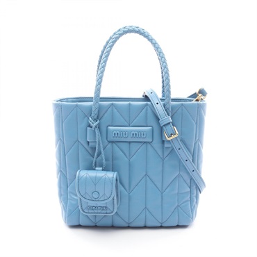 Miu Miu NAPPA TRAPUNTAT Shoulder Handbag 5BA211 leather Blue Used Women