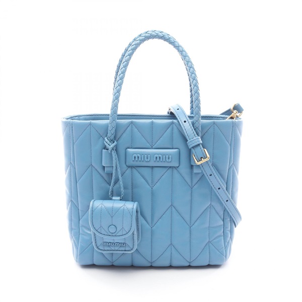 Miu Miu NAPPA TRAPUNTAT Shoulder Handbag 5BA211 leather Blue Used Women