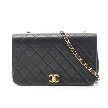 CHANEL Full flap Matelasse Chain Shoulder Bag A02500 Lamb leather Black Used GHW
