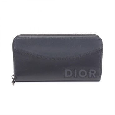 Christian Dior logo Around zip long wallet purse leather Black Gray Used mens CD