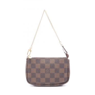 LOUIS VUITTON Mini pochette Accessoires chain Handbag pouch N58009 Damier ebene