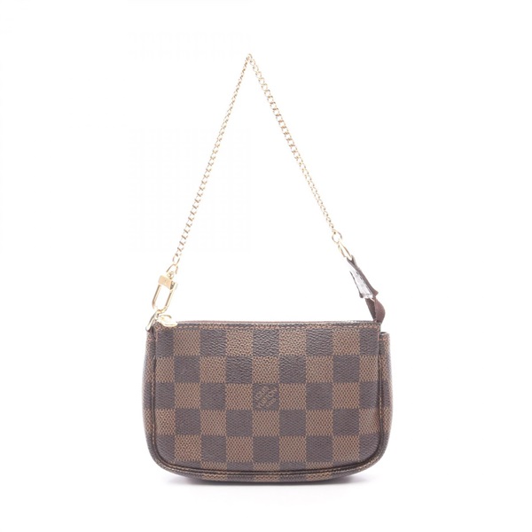 LOUIS VUITTON Mini pochette Accessoires chain Handbag pouch N58009 Damier ebene
