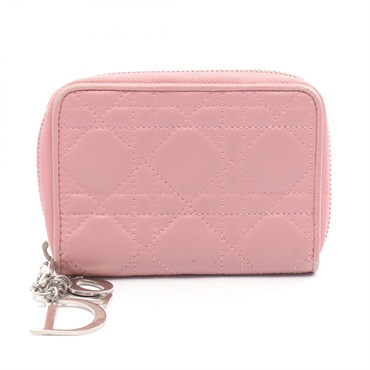 Christian Dior Lady Dior Cannage Small Wallet leather Pink Used Women