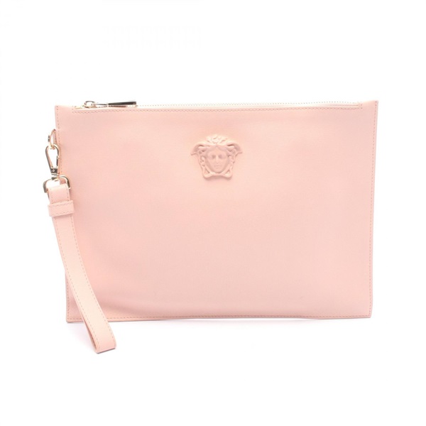 VERSACE Business clutch bag leather Pink Used Women SHW