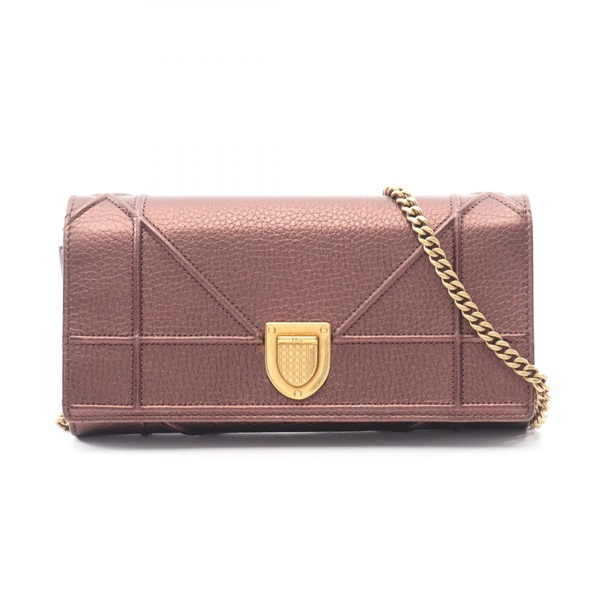 Christian Dior DIORAMA chain wallet Shoulder crossbody Bag leather Brown Used