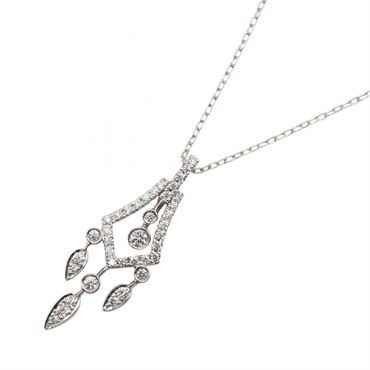 ROYAL ASSCHER Diamond Necklace Pendant Pt950 Platinum Used women