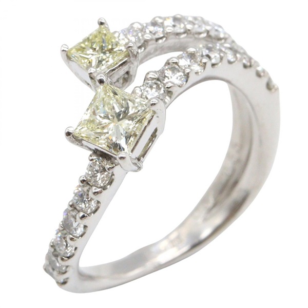 JEWELRY Diamond Ring 18KWG White Gold Yellow Used Women US Size 4.75