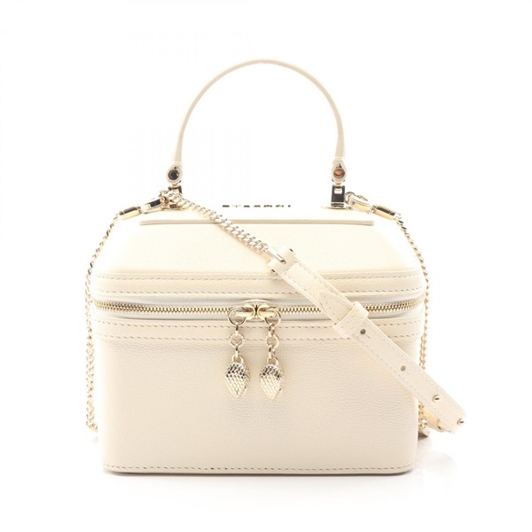 BVLGARI Serpenti Jewelry Box SHoulder Handbag leather Beige Used Women crossbody