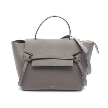 CELINE BELT Shoulder Crossbody Hand BAG NANO leather Gray Used Women
